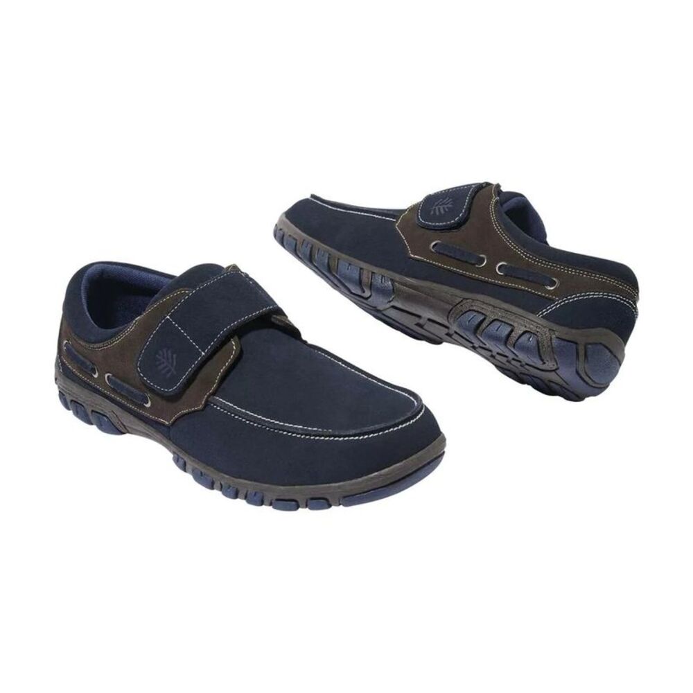 Atlas For Men Mens Leather Moccasins / Navy/Brown